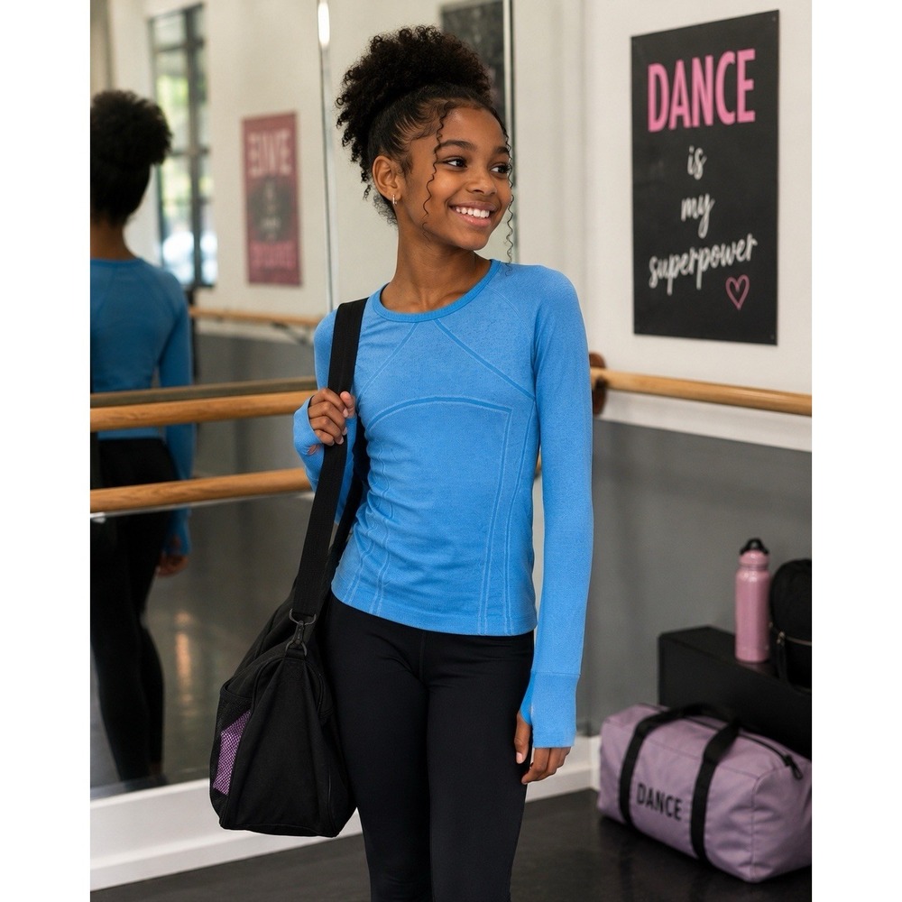 Ivivva by Lululemon Swiftly‎ Fly Tech Seamless Long Sleeve Shirt Girls 14 Blue